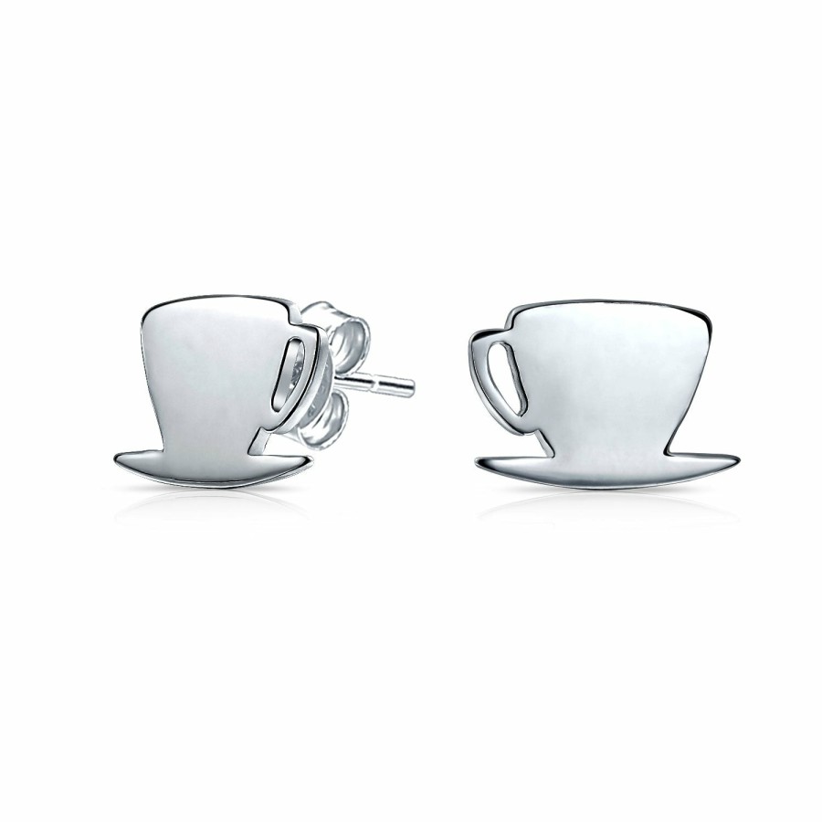 Shop Women Bling Jewelry | Food Latte Espresso Coffee Lover Stud Earrings .925 Sterling Silver