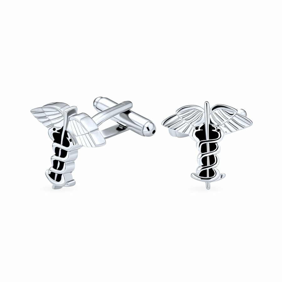 Shop Men Bling Jewelry Cufflinks | Caduceus Medical Inia Doctors Rns Nurses Shirt Cufflinks Gift Steel