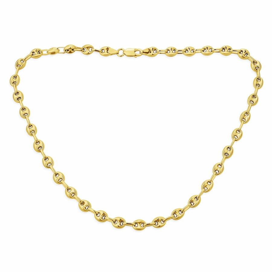 Shop Women Bling Jewelry Chains Necklaces | Nautical Anchor Puff Mariner Chain Necklace Gold Italian 6Mm