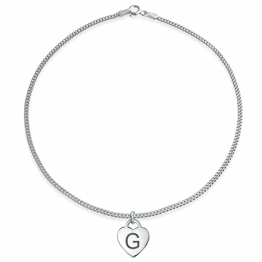 Shop Women Bling Jewelry | Letter Alphabet Initial Tiny Heart Shape Anklet .925 Sterling