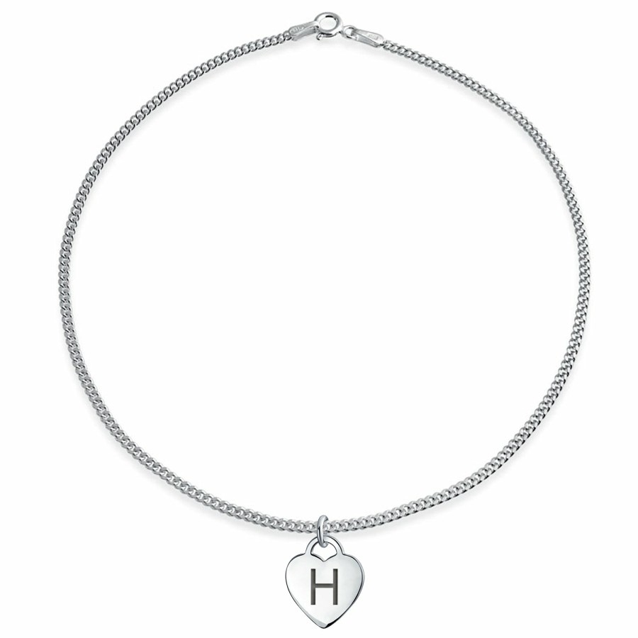 Shop Women Bling Jewelry Abc Initial | Letter Alphabet Initial Tiny Heart Shape Anklet .925 Sterling