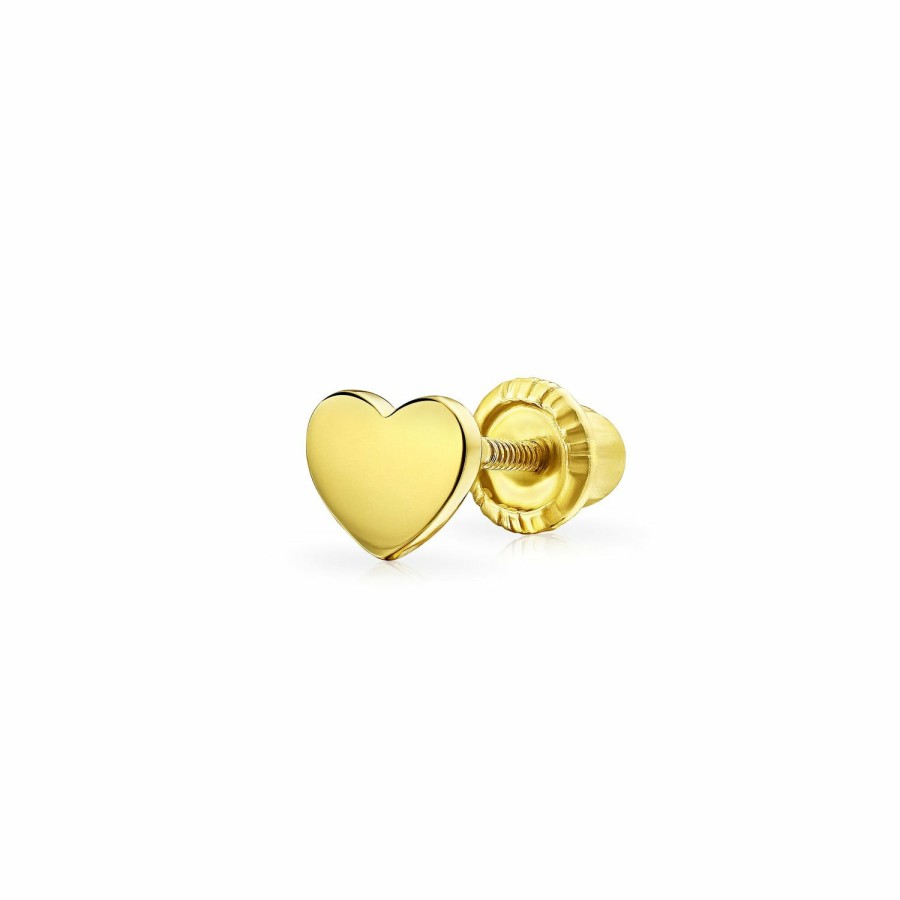 Shop Women Bling Jewelry Stud Earrings | Tiny Helix Cartilage Alphabet Heart 1 Piece Stud Earring 14K