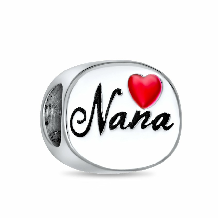 Shop Women Bling Jewelry Mothers Day Charm Beads | Word Meemaw Grandmother Nana Heart Charm Bead .925Sterling