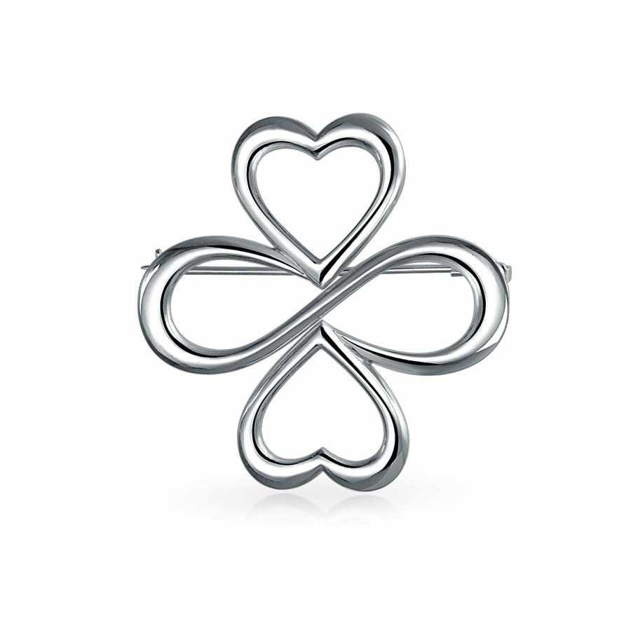 Shop Women Bling Jewelry Pins & Brooches | Ayllu Heart Infinity Clover Love Luck Unity Brooch Safety Pin