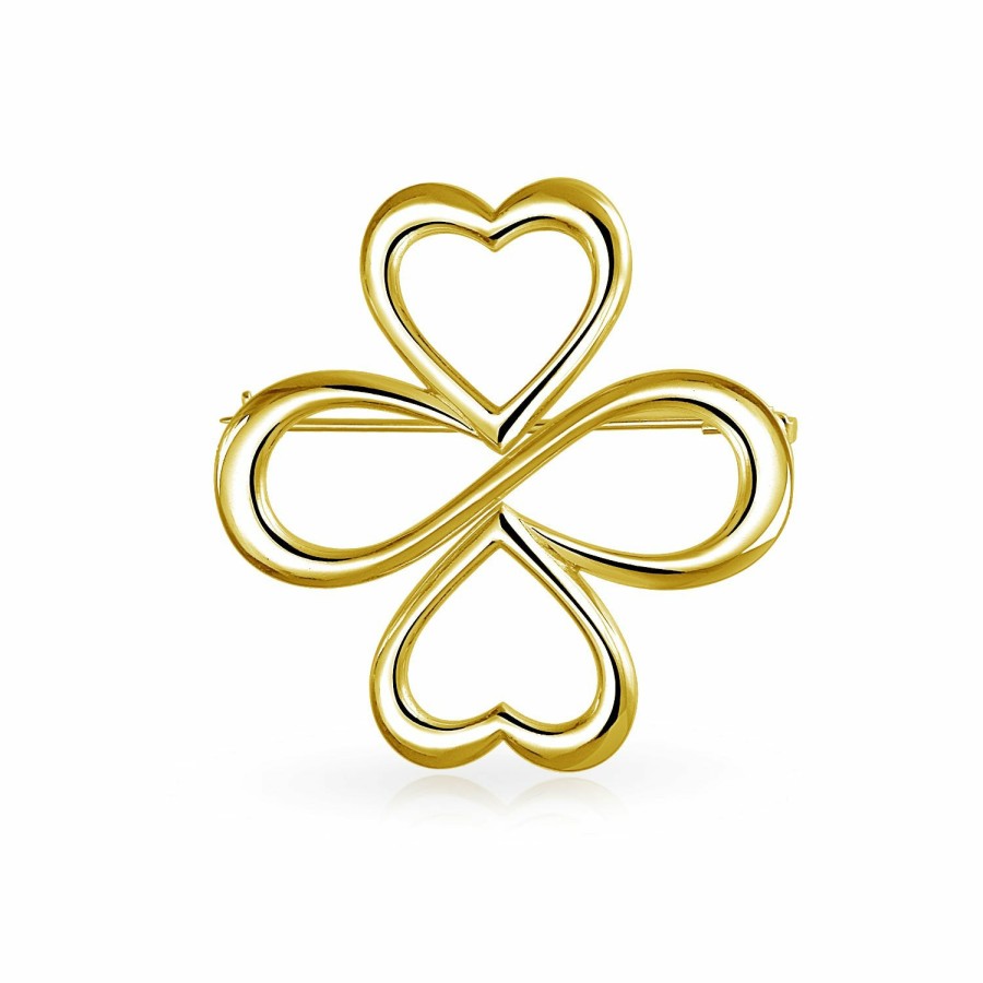 Shop Women Bling Jewelry Pins & Brooches | Ayllu Heart Infinity Clover Love Luck Unity Brooch Safety Pin