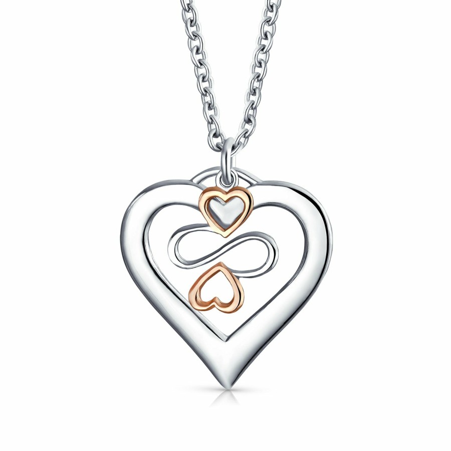 Shop Women Bling Jewelry Pendant Necklaces | Ayllu Love Luck Unity Bff Open Heart Pendant Necklace Sterling Silver