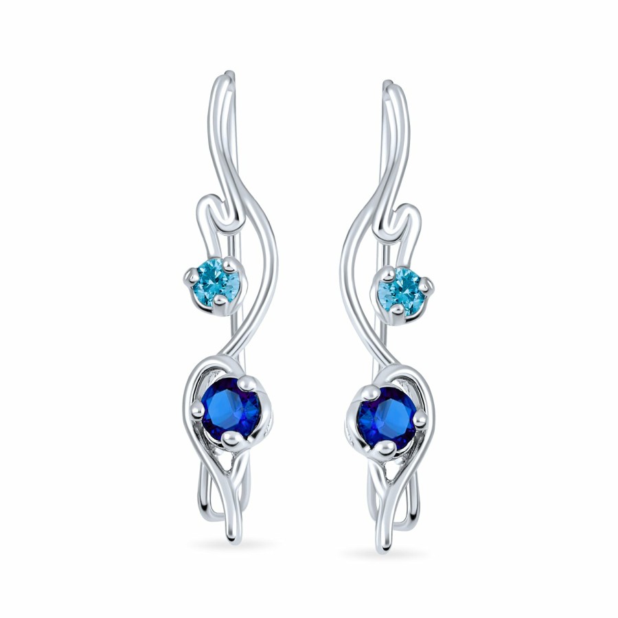 Shop Women Bling Jewelry Ear Cuffs, Cartilage Earrings | Ear Pin Climber Aqua Earring Imitation Sapphire Cz Sterling Silver