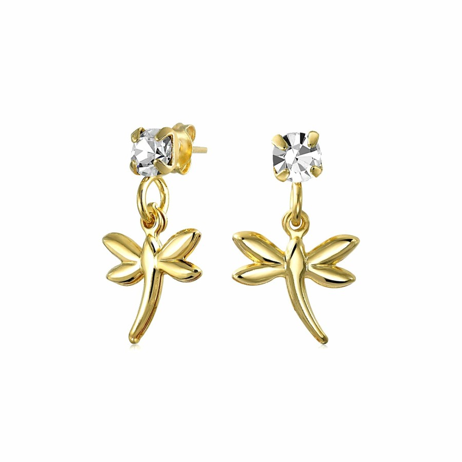 Shop Women Bling Jewelry | Girl Cute Teddy Bear Butterfly Animal Dangle Earrings Stud Gold Plated