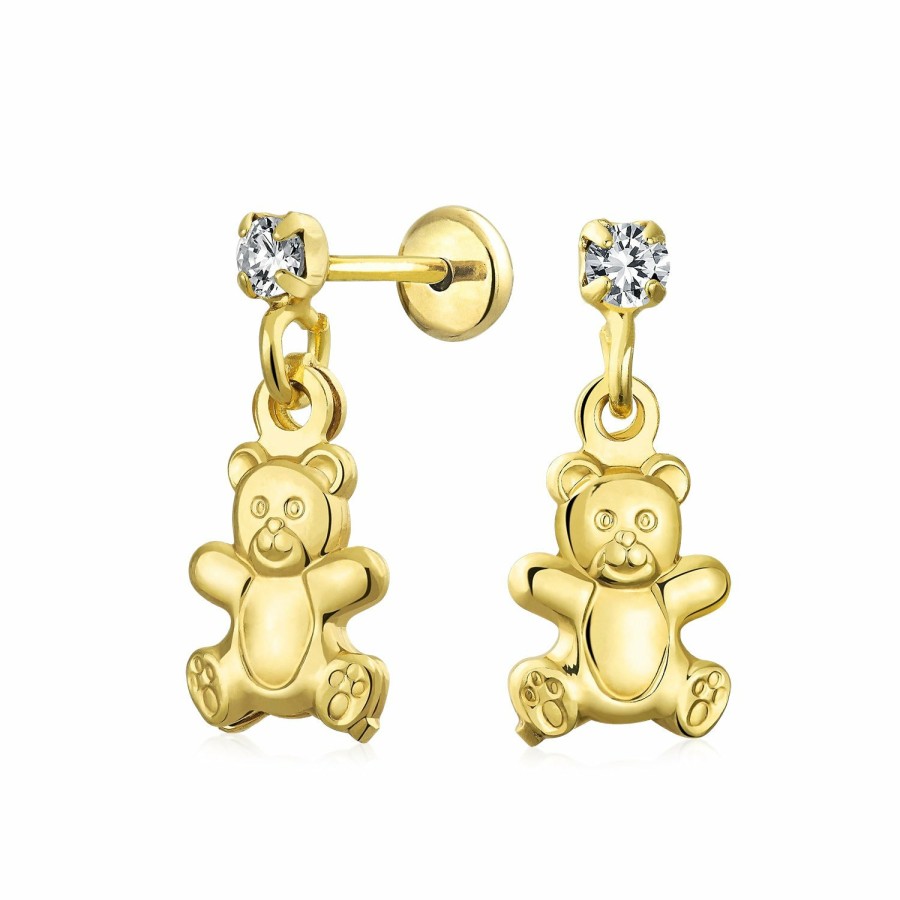 Shop Women Bling Jewelry | Girl Cute Teddy Bear Butterfly Animal Dangle Earrings Stud Gold Plated