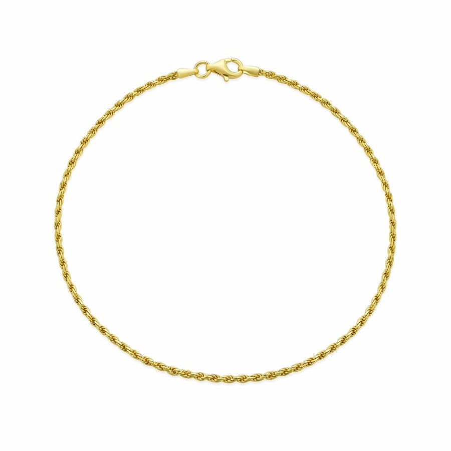 Shop Women Bling Jewelry Ankle Bracelets | Singapore Figaro Rope Chain Anklet 14K Plated Sterling 9-10 Inch