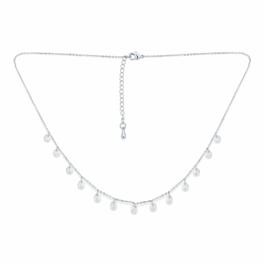 Shop Women Bling Jewelry Choker Necklaces | Delicate Crystal Drops Bridal Wedding Holiday Thin Choker Necklace