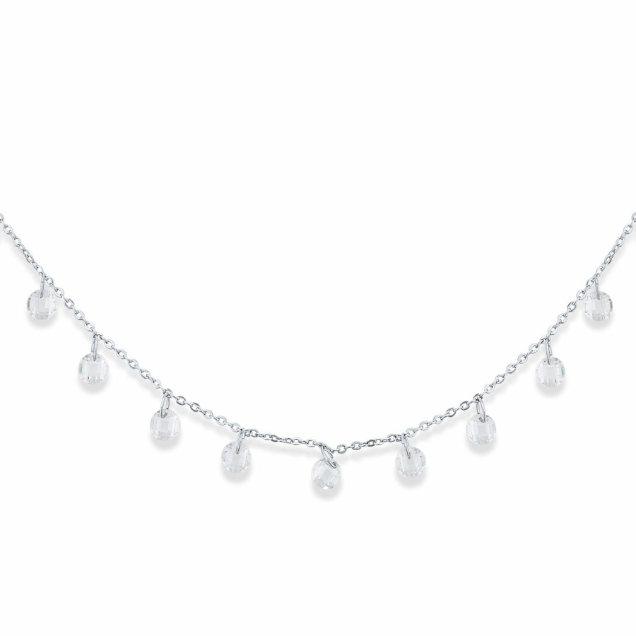 Shop Women Bling Jewelry Choker Necklaces | Delicate Crystal Drops Bridal Wedding Holiday Thin Choker Necklace