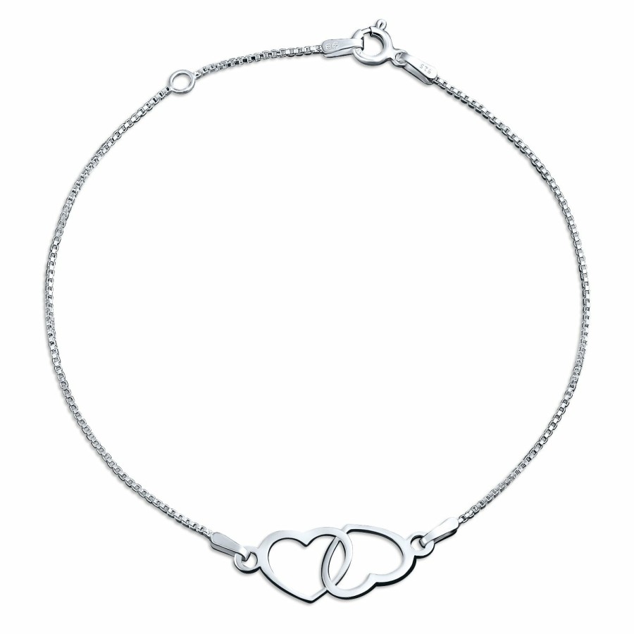 Shop Women Bling Jewelry Delicate Bracelets | Interlocking Bow Hearts Anklet Ankle Bracelet .925 Sterling