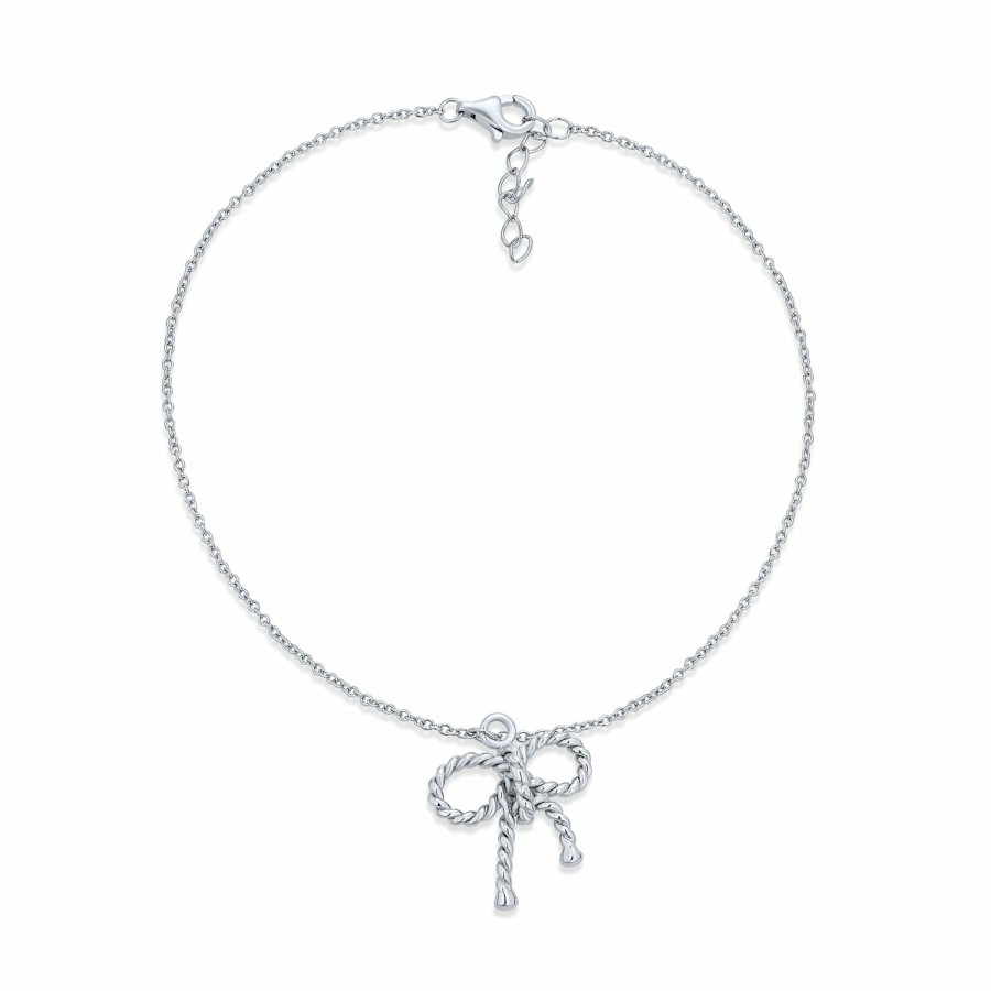 Shop Women Bling Jewelry Delicate Bracelets | Interlocking Bow Hearts Anklet Ankle Bracelet .925 Sterling