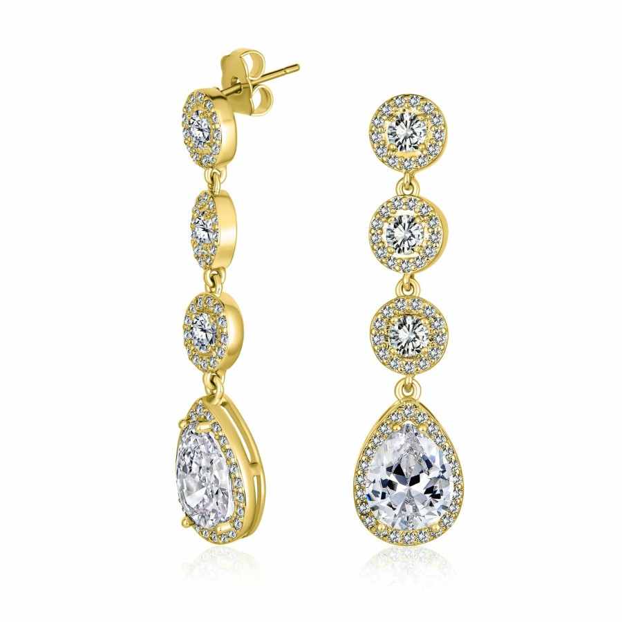 Shop Women Bling Jewelry Chandelier Earrings | Bridal Aaa Cz Teardrop Statement Chandelier Earrings Silver Gold Plate