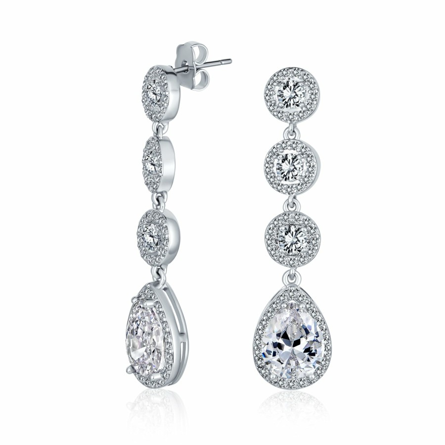 Shop Women Bling Jewelry Chandelier Earrings | Bridal Aaa Cz Teardrop Statement Chandelier Earrings Silver Gold Plate