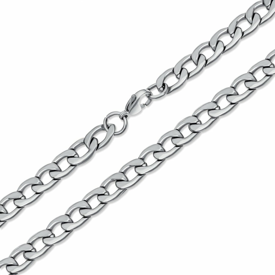 Shop Men Bling Jewelry Mens Necklace Chains | Curb Chain Necklace Mens Black Ip Silver Gold Stainless Steel 18,20,24,30 Inch