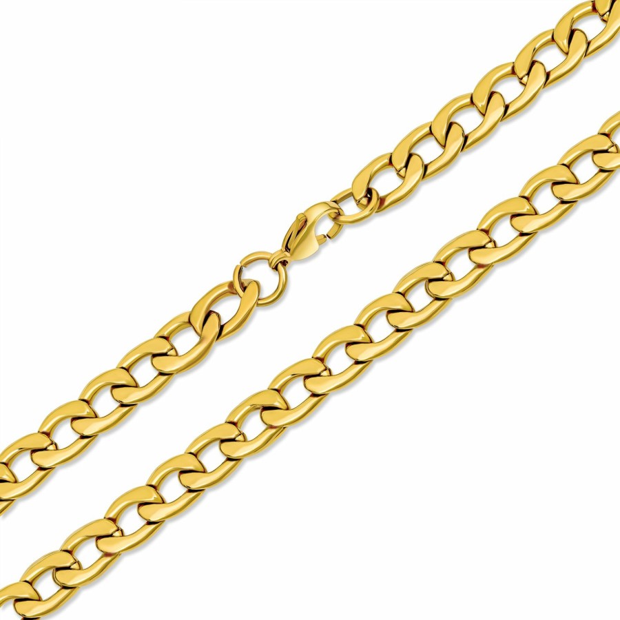 Shop Men Bling Jewelry Mens Necklace Chains | Curb Chain Necklace Mens Black Ip Silver Gold Stainless Steel 18,20,24,30 Inch