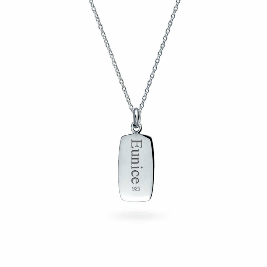 Shop Women Bling Jewelry Engravable Necklaces | Live Love Laugh Inspiration Pendant Dog Tag Necklace Sterling Silver