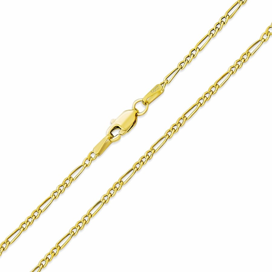 Shop Men Bling Jewelry Mens Necklace Chains | Unisex Thin 1.8Mm Solid Yellow 14K Gold Figaro Chain Necklace 16-24"