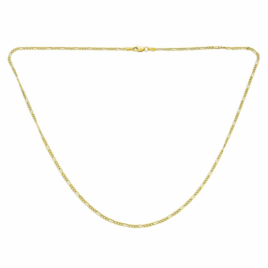 Shop Men Bling Jewelry Mens Necklace Chains | Unisex Thin 1.8Mm Solid Yellow 14K Gold Figaro Chain Necklace 16-24"