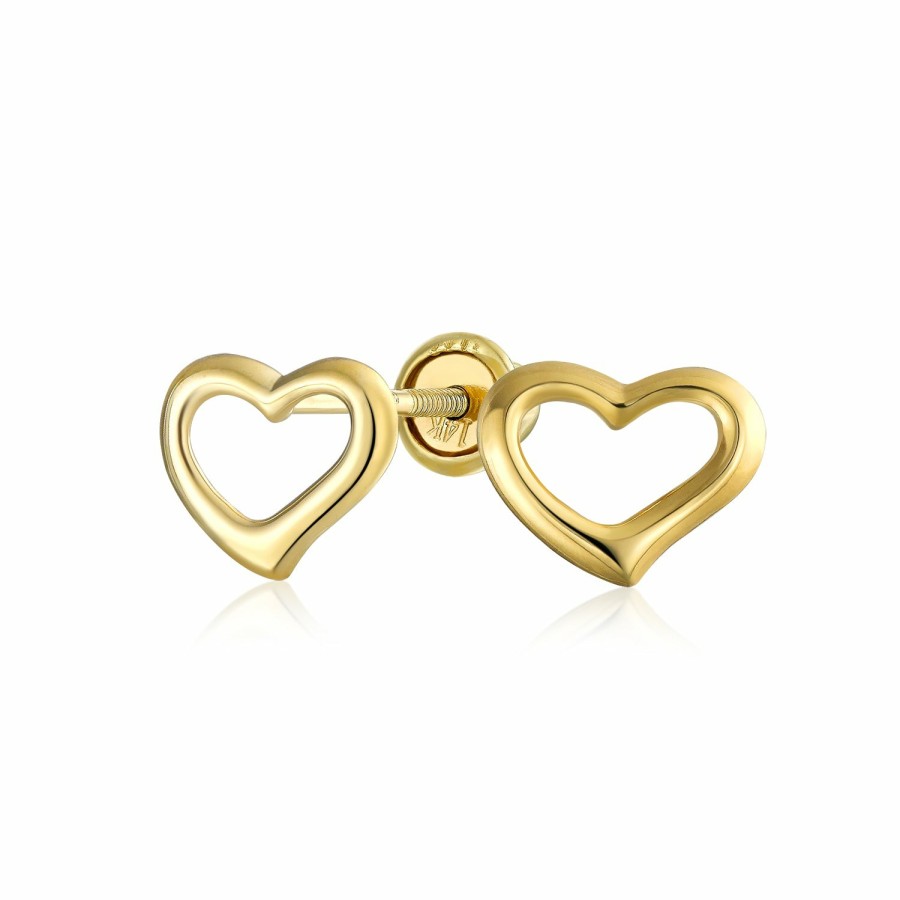 Shop Women Bling Jewelry Stud Earrings | Tiny 14K Gold Infinity Word Love Symbol Heart Stud Earrings Screwback