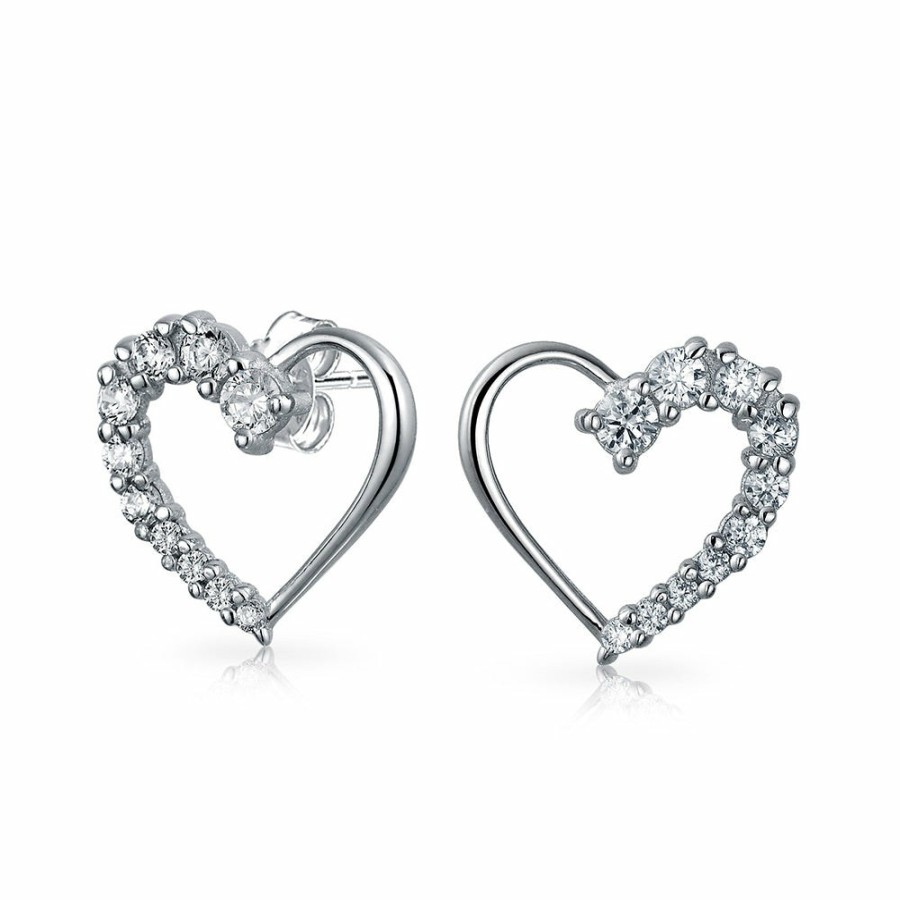 Shop Women Bling Jewelry Stud Earrings | Love'S Journey Cz Freshwater Pearl Open Heart Stud Earrings