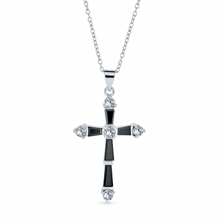 Shop Women Bling Jewelry Delicate Pendant Necklaces | Gemstone Cz Created Opal Cross Pendant Necklace Sterling Silver