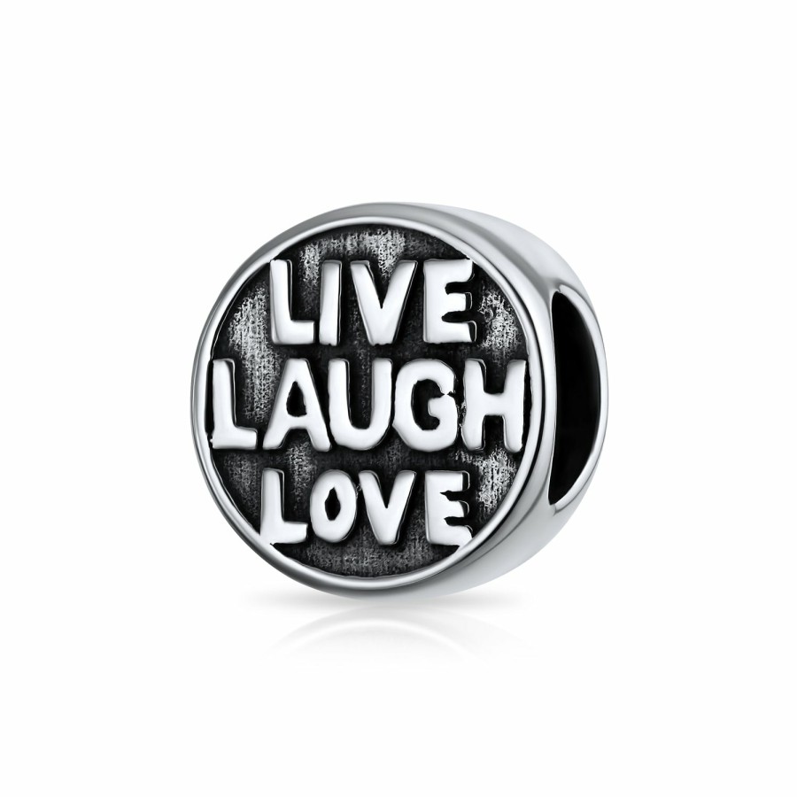 Shop Women Bling Jewelry Unique Charms | Word Live Laugh Love Mantra Inspirational Charm Bead Sterling Silver