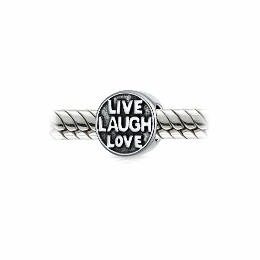 Shop Women Bling Jewelry Unique Charms | Word Live Laugh Love Mantra Inspirational Charm Bead Sterling Silver