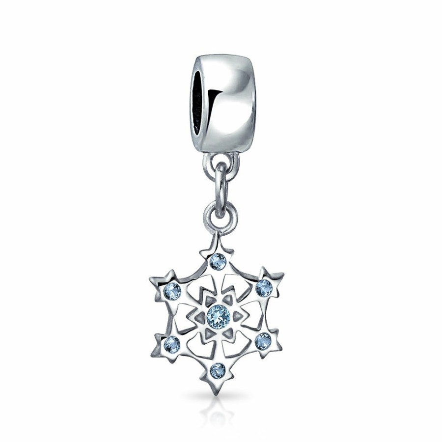 Shop Women Bling Jewelry Glass Crystal Beads | Winter Crystal Dangle Snowflake Bead Charm .925Sterling