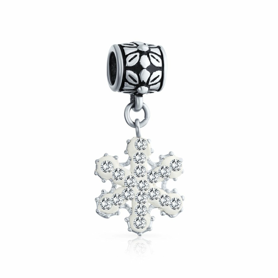 Shop Women Bling Jewelry Glass Crystal Beads | Winter Crystal Dangle Snowflake Bead Charm .925Sterling