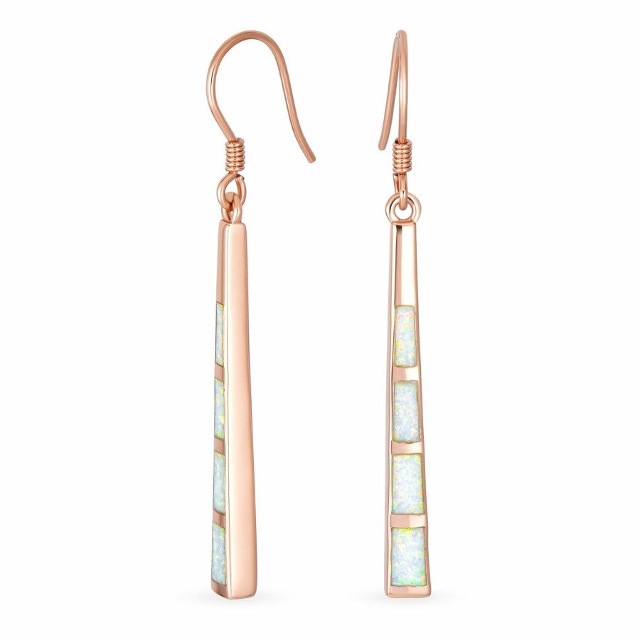 Shop Women Bling Jewelry Dangle Drop Earrings | Long Thin White Opal Teardrop Dangle Earrings Gold Plated