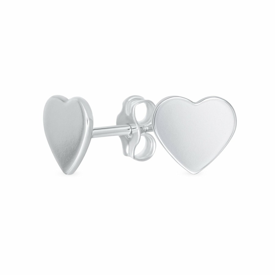 Shop Women Bling Jewelry | Simple Plain Initial Heart Shape Stud Earrings .925Sterling Silver