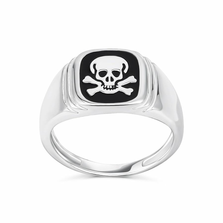 Shop Men Bling Jewelry Mens Rings | Coin Style Men'S Biker Jewelry Crown Crossbones Signet Skull Ring .925