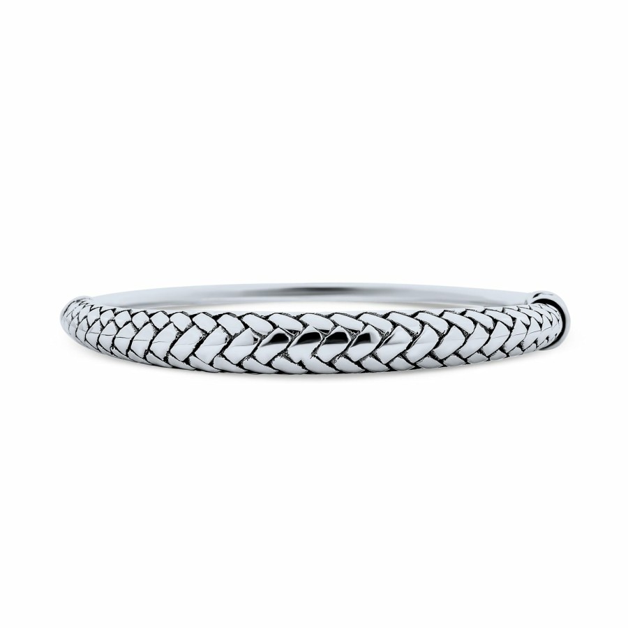 Shop Women Bling Jewelry Engravable Bracelets | Twisted Cable Rope Wheat Bangle Bracelet .925 Sterling Hinge