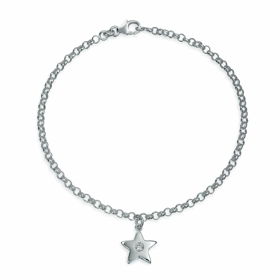 Shop Women Bling Jewelry Charm Bracelets | Celestial Rock Cz Star Charm Anklet American Usa Patriotic Ankle Bracelet