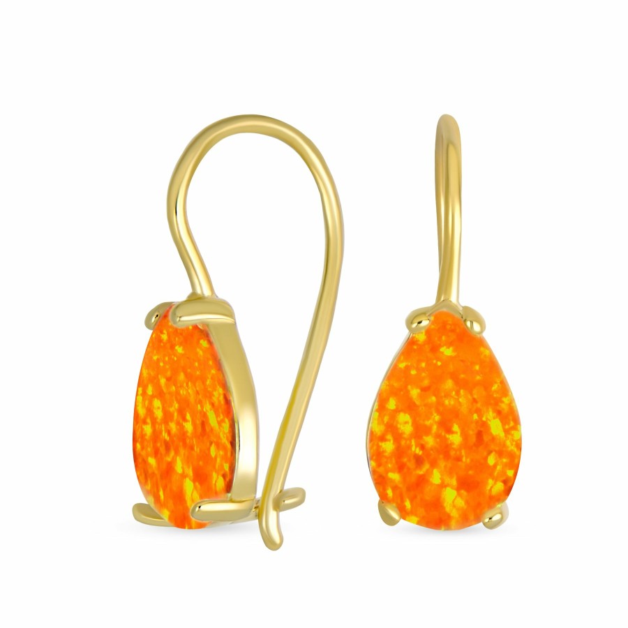 Shop Women Bling Jewelry Dangle Drop Earrings | Orange White Teardrop Drop Earrings Gold Plated Silver Fish Hook