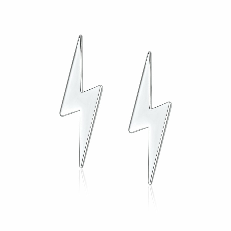 Shop Women Bling Jewelry | Tiny Minimalist Thunder Lightning Bolt Stud Earrings Sterling Silver