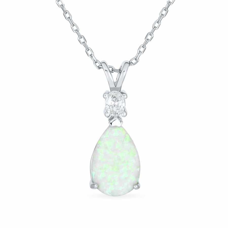 Shop Women Bling Jewelry Pendant Necklaces | 5Ct Solitaire Teardrop Opal Pendant Necklace Gold Plated