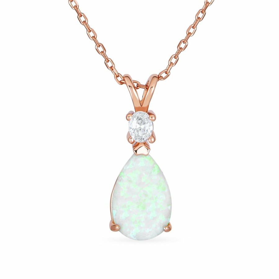 Shop Women Bling Jewelry Pendant Necklaces | 5Ct Solitaire Teardrop Opal Pendant Necklace Gold Plated