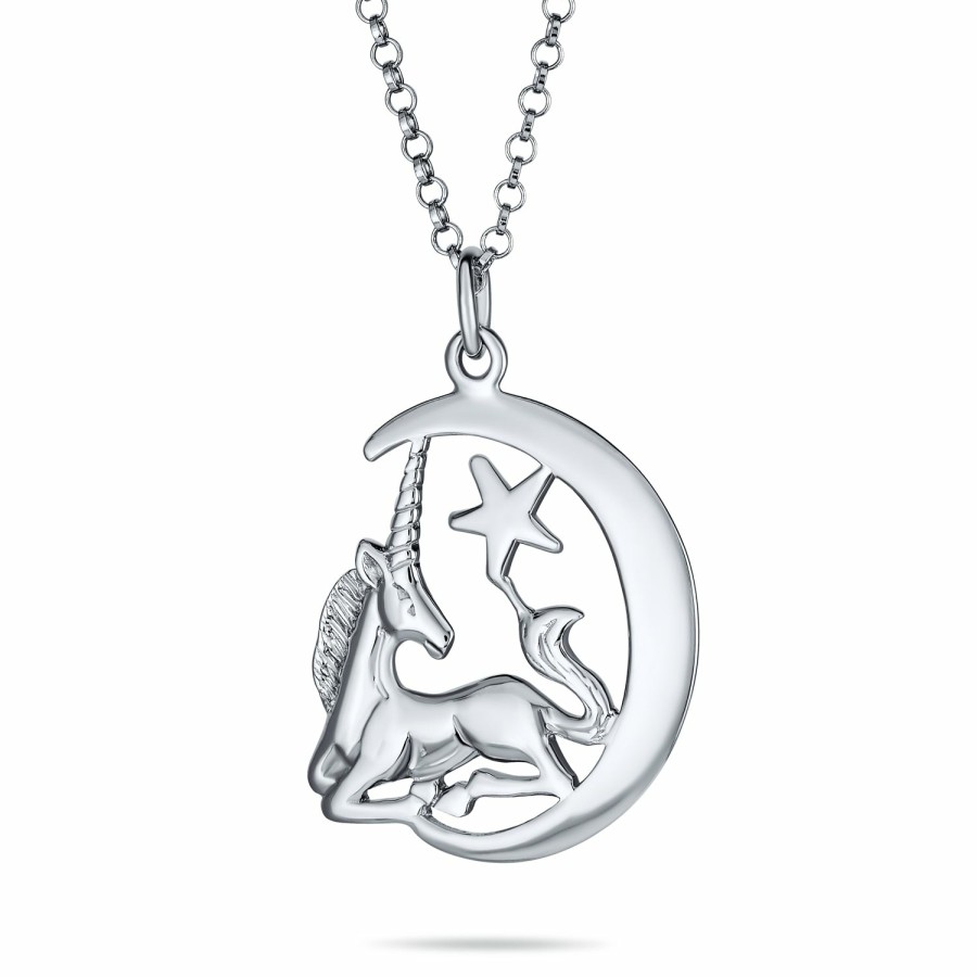 Shop Women Bling Jewelry Pendant Necklaces | Pegasus Flying Horse Unicorn Earrings Pendant Pin Brooch .925 Sterling Silver