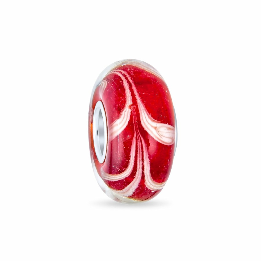 Shop Women Bling Jewelry Unique Charms | Rainbow Circle Spots Foil Murano Glass Bead Charm .925Sterling Silver