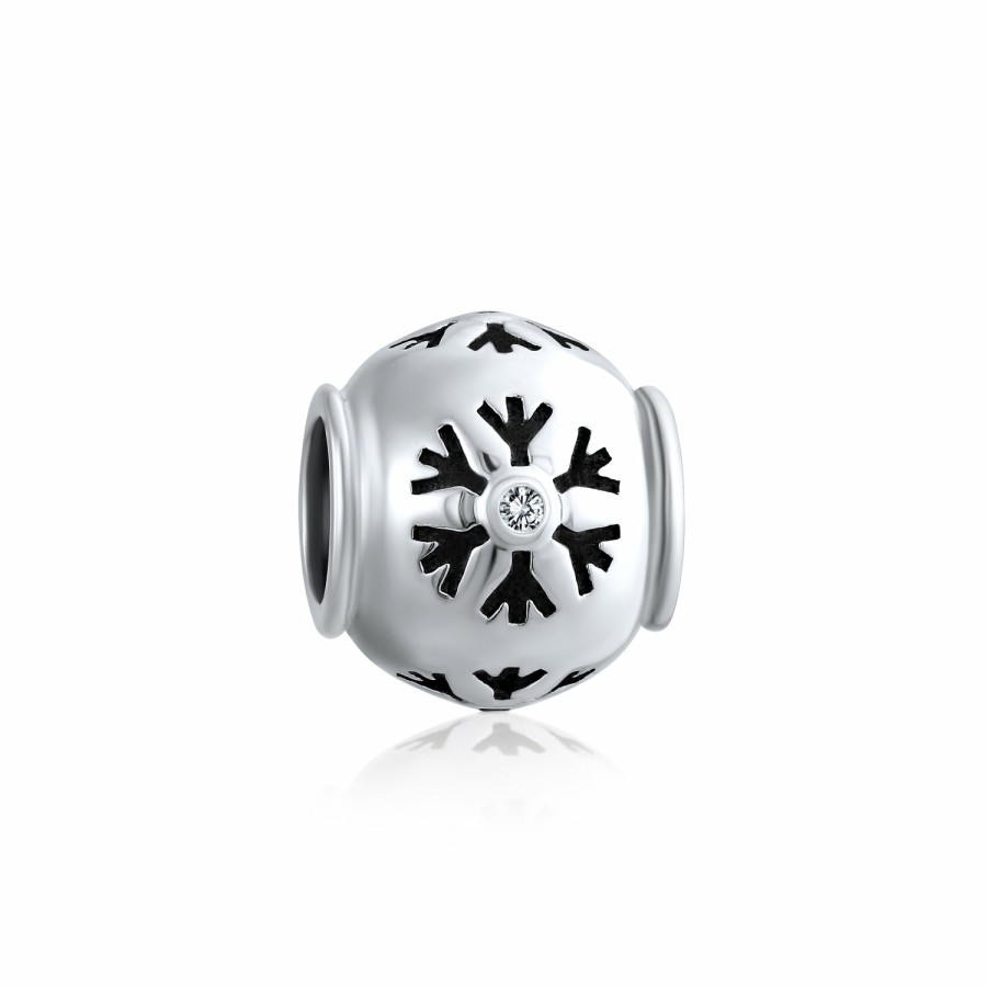 Shop Women Bling Jewelry | Winter Christmas Cz Blue Green Snowflake Bead Charm .925Sterling Silver