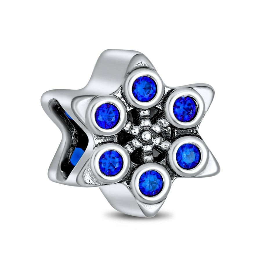 Shop Women Bling Jewelry | Winter Christmas Cz Blue Green Snowflake Bead Charm .925Sterling Silver