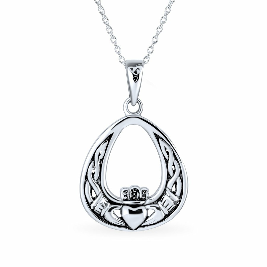 Shop Women Bling Jewelry Lockets | Celtic Friendship Heart Claddagh Necklace Pendant Cz .925