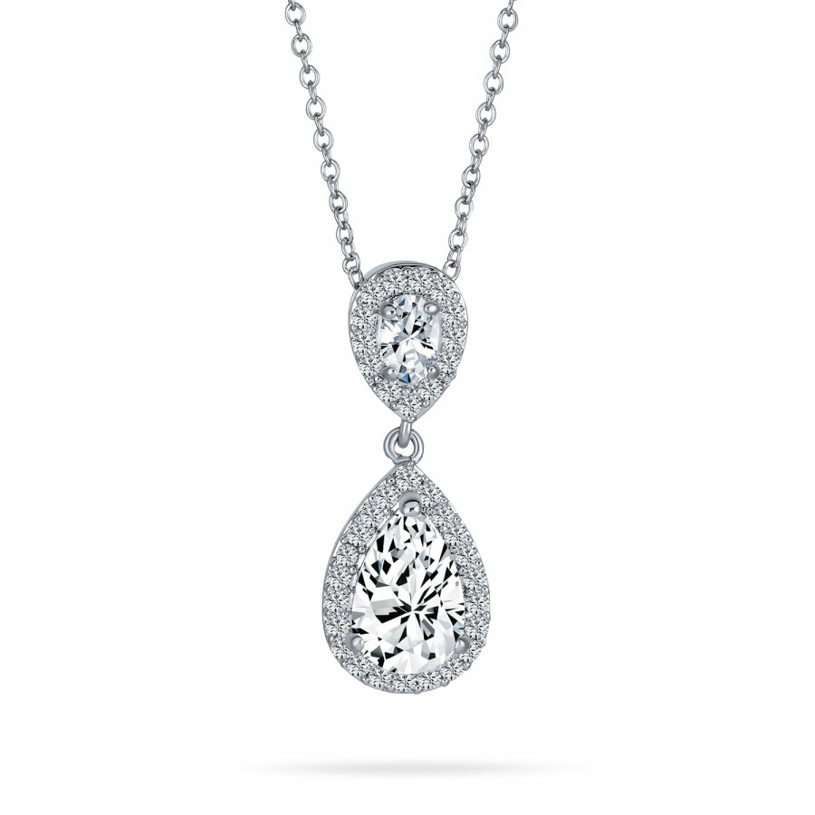 Shop Women Bling Jewelry Pendant Necklaces | Bridal Pear Cubic Zirconia Aaa Cz Teardrop Solitaire Pendant Necklace