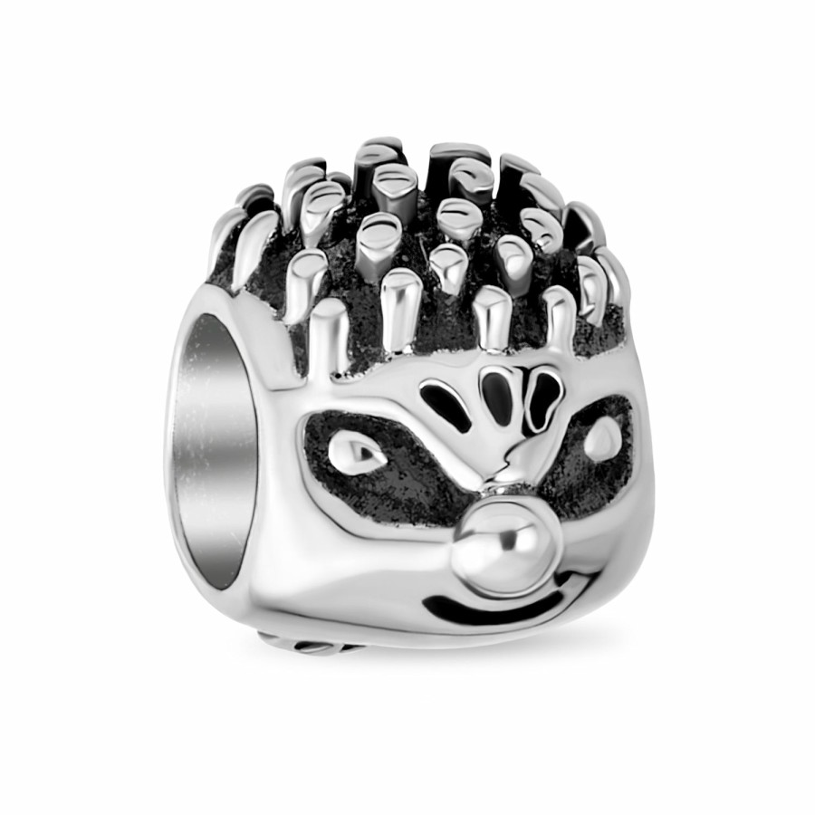 Shop Women Bling Jewelry Animal Beads | Cute Whimsical Hedgehog Animal Charm Bead Oxidized .925 Sterling Silver