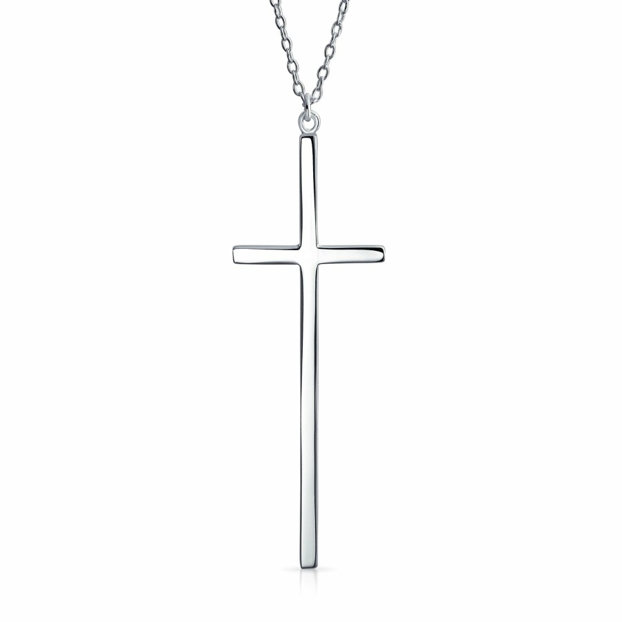 Shop Women Bling Jewelry Pendant Necklaces | Simple Latin Cross Pendant Necklace Sterling