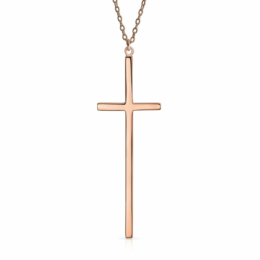 Shop Women Bling Jewelry Pendant Necklaces | Simple Latin Cross Pendant Necklace Sterling